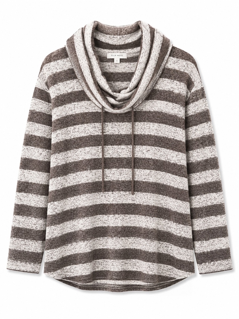Jack by BB Dakota Brown and Cream Striped Cowl-Neck Sweater